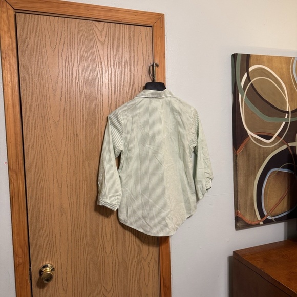 Lauren Ralph Lauren Medium Green & White Long Sleeve Button-Front Shirt - EUC - Picture 2 of 4